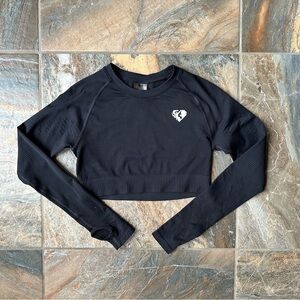 Womens Best Move Seamless Crop Top Black Long Sleeve Gym Activewear Medium